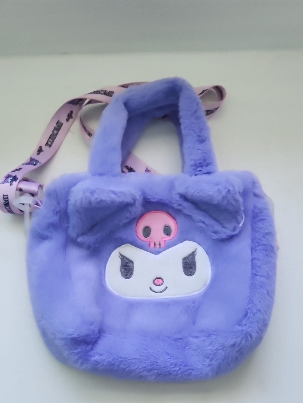 Plush Purple Kids Character Crossbody Bag